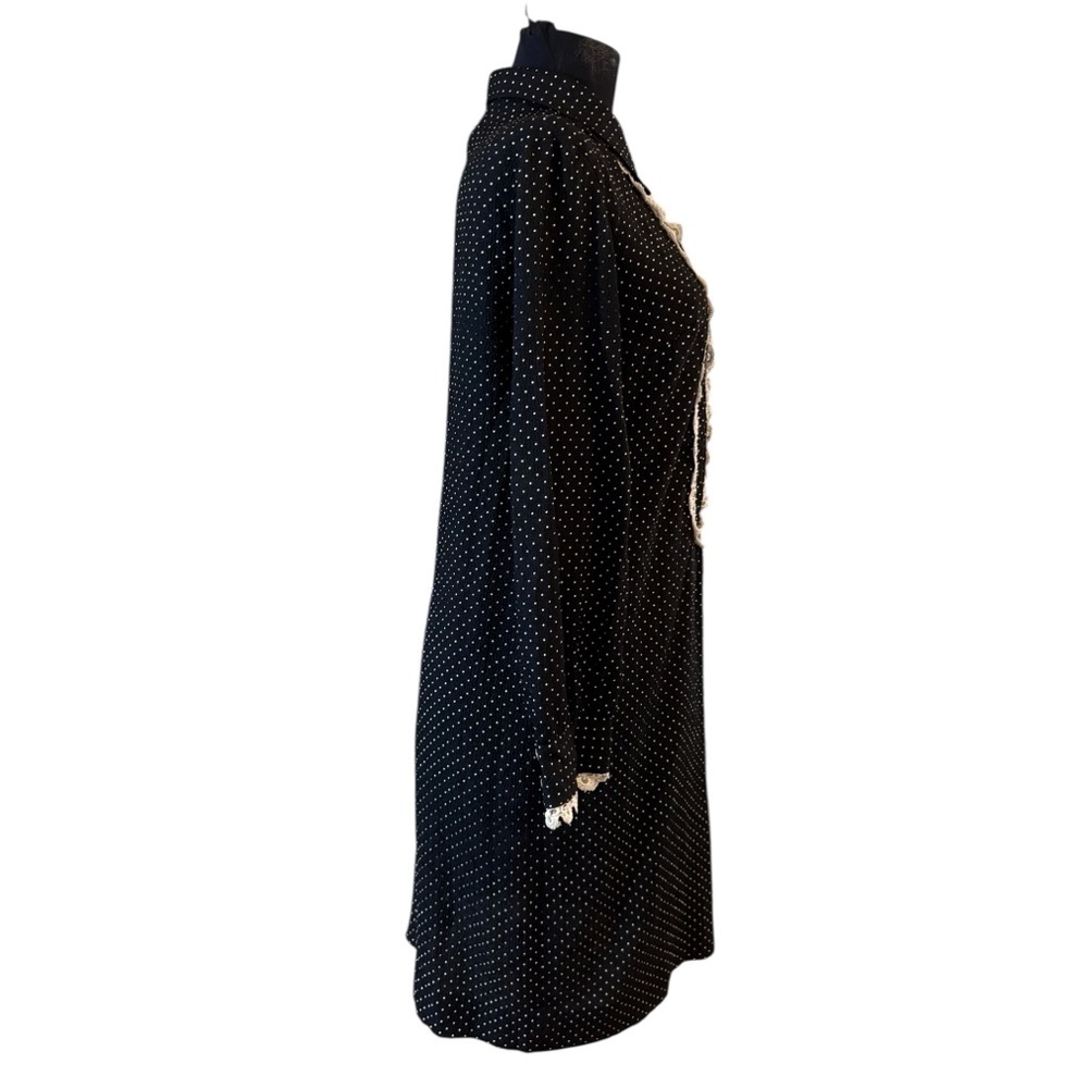 Vintage Normay Black and White Ruffled Bishop Sleeve Dress - Picture 8 of 11